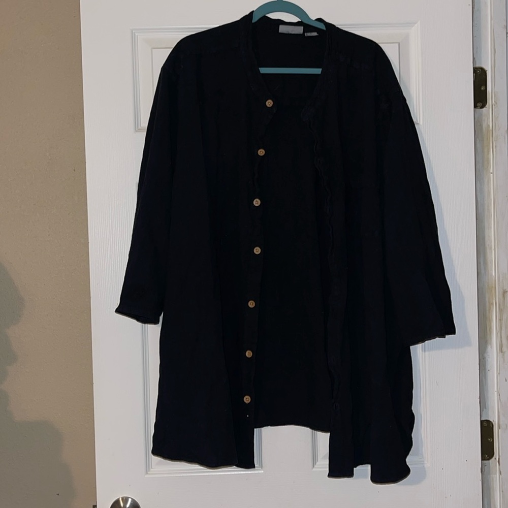 King Size Oversized Linen Button Up 3X